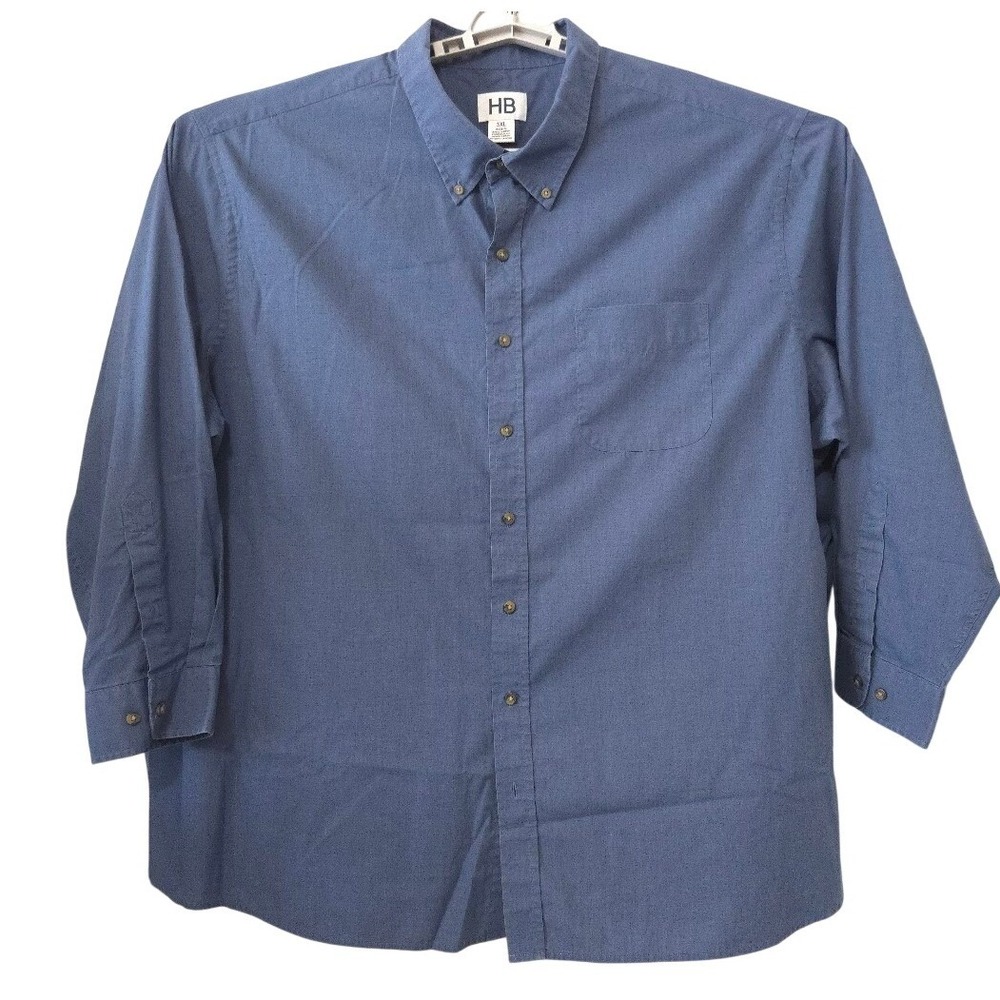 HB Harbor Bay Mens 3XL Blue Button Down Long Sleeve Shirt Business Casual - Picture 2 of 7